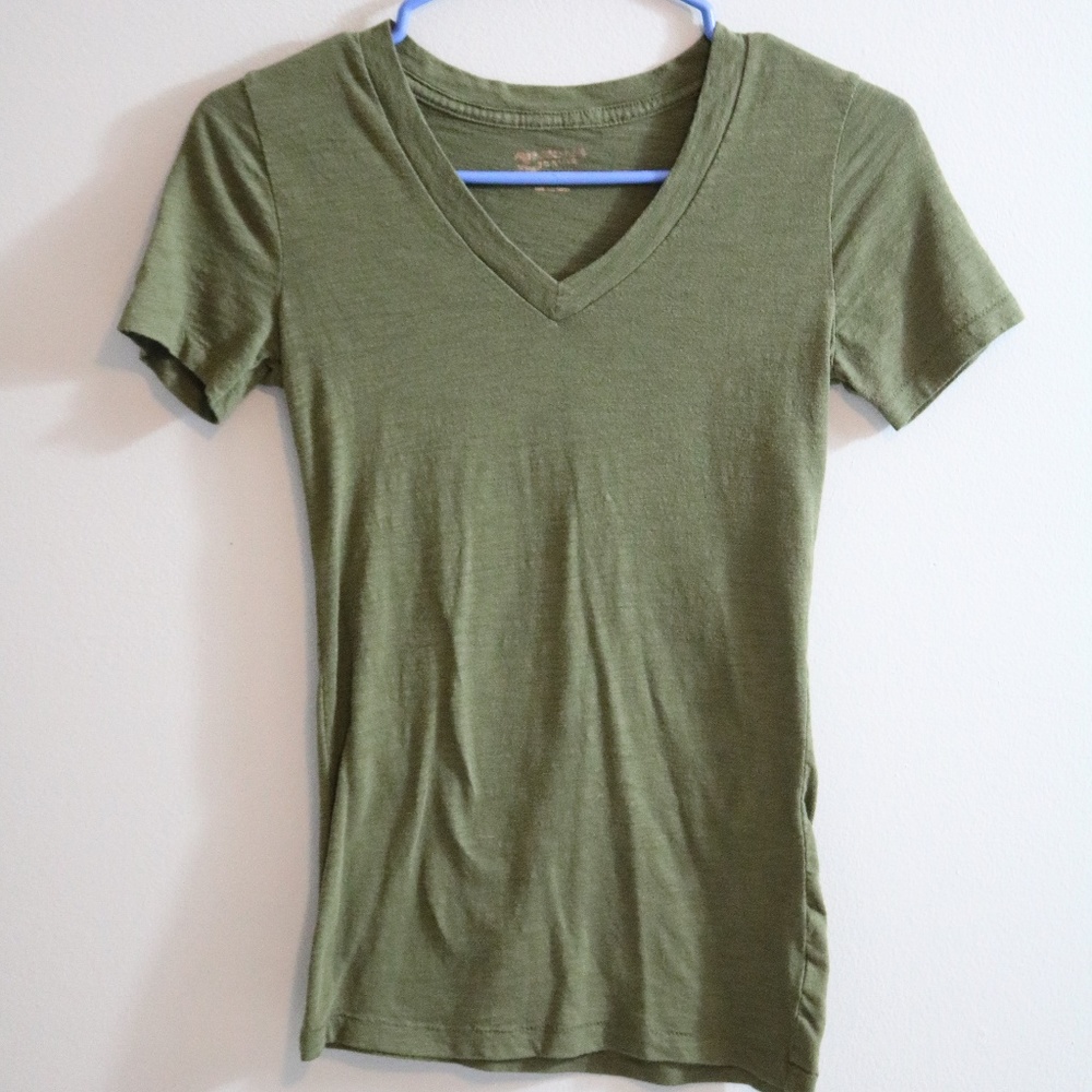 Olive green V neck